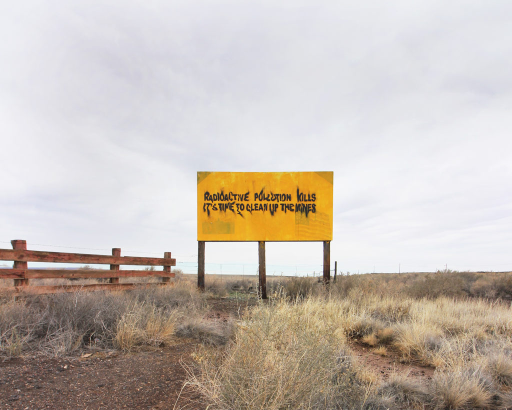 'Radioactive pollution kills' sign